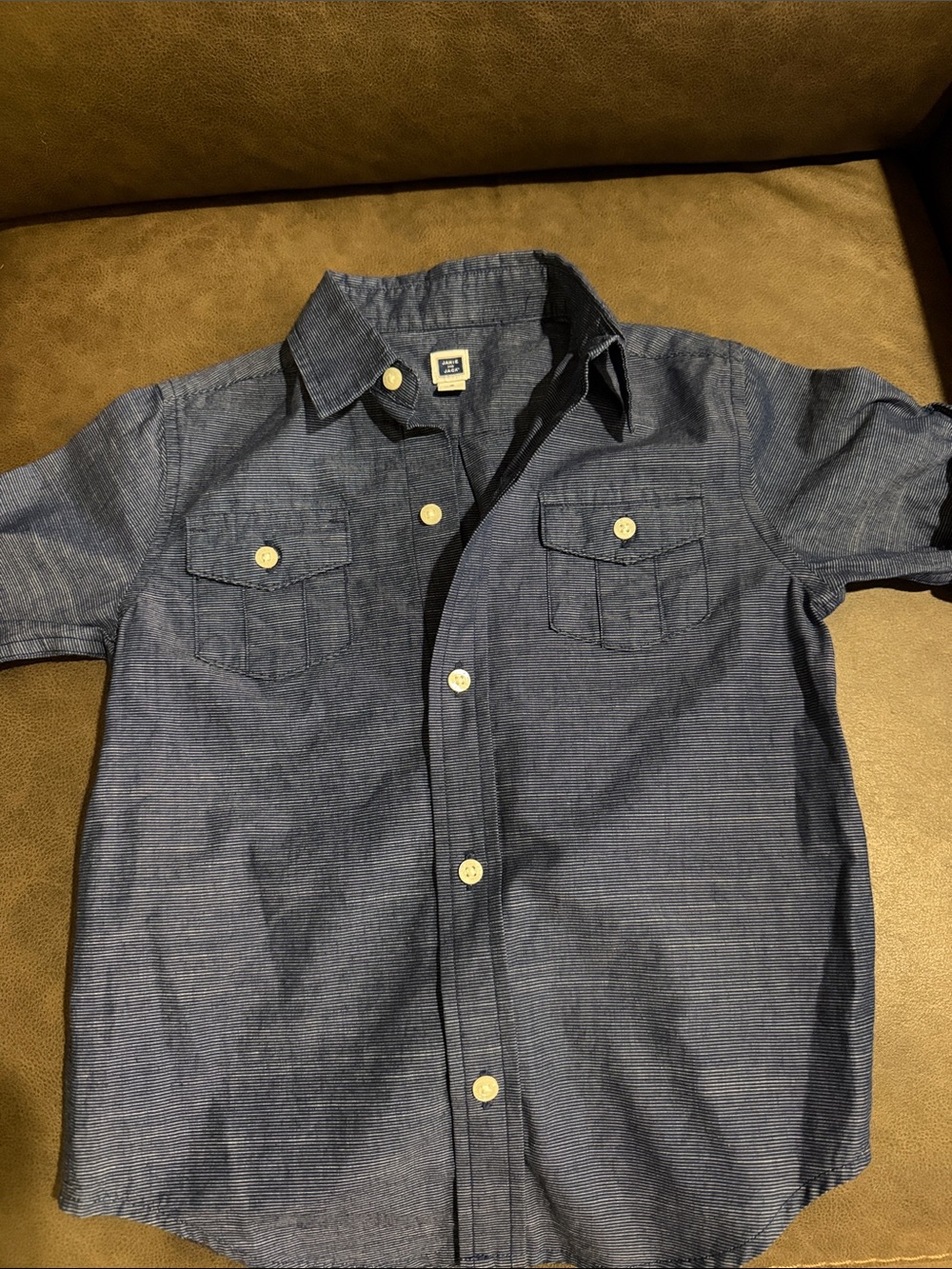 Janie and Jack Dark Blue Short-Sleeve Button-Down Shirt